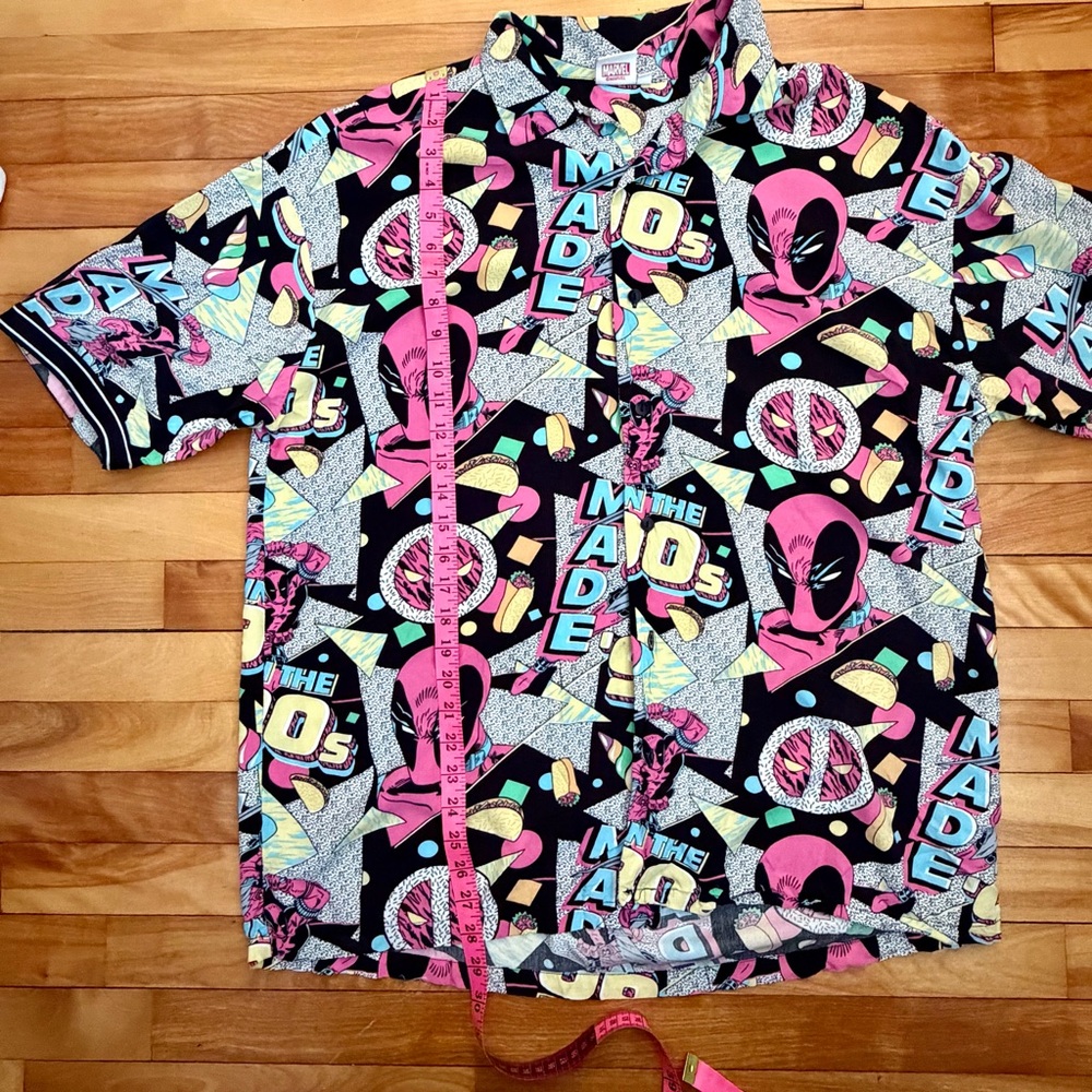 RARE Vintage Deadpool “Made in the 90s” Men’s Button-Up Shirt – Large - Picture 9 of 11
